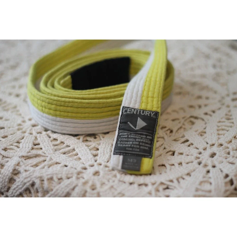White and Yellow Martial Arts Braziliian Jiu-Jitsu Belt M3 80